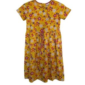 Hanna Andersson Girls Size US 8/130 Flower Power Print Dress Short Sleeve USA